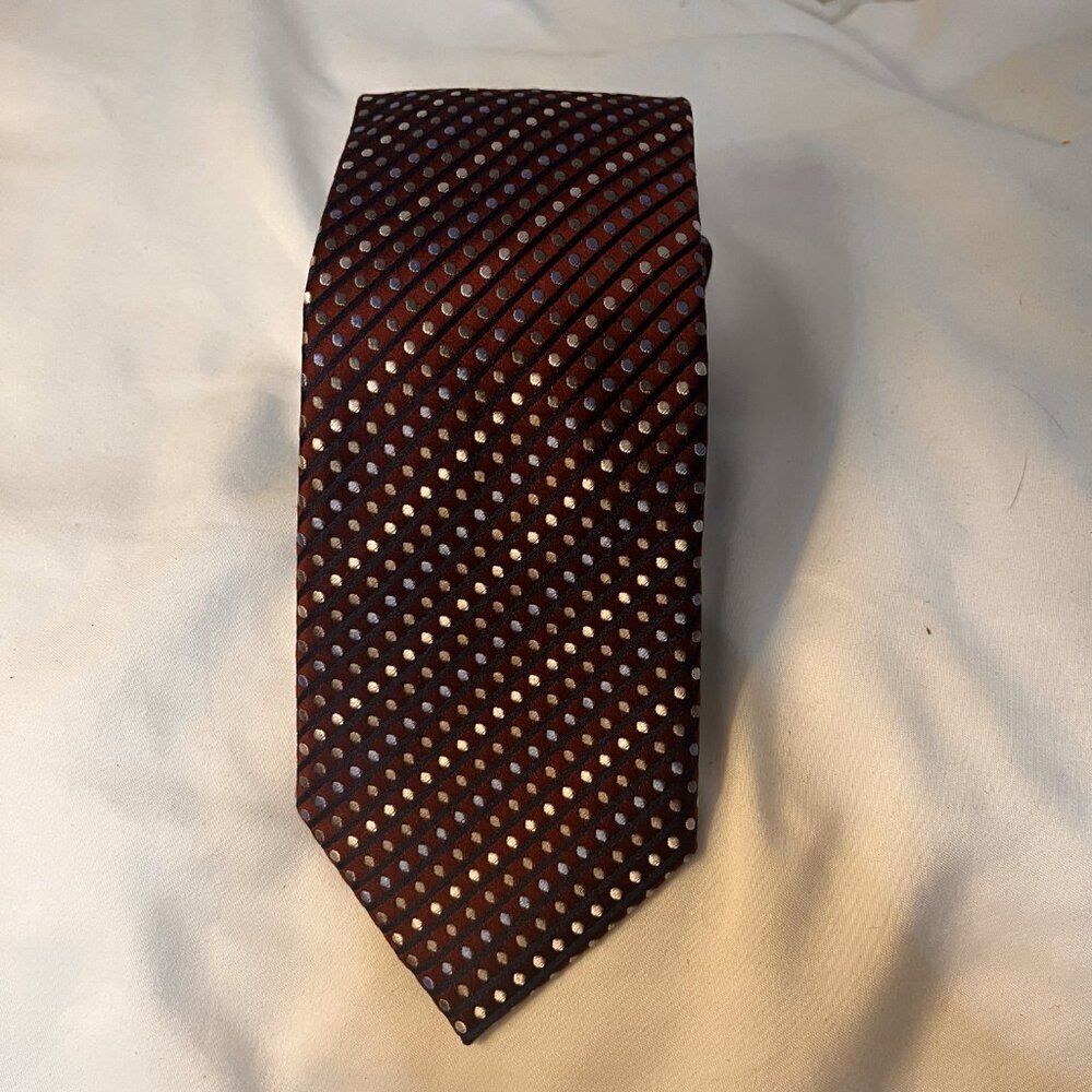 Bruno Marchesi Mens Tie Blue Red Geometric Line Silk